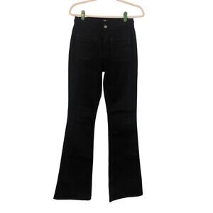 7 For All Mankind Dojo Black Jeans Size 27 Braid Trim Front Patch Pockets Flair